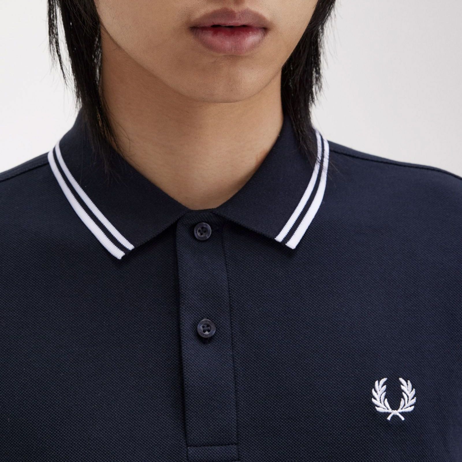 【FRED PERRY】Ls Twin Tipped Polo Shirt Fred Perry - Polo Masculina Twin Tipped - Preto
